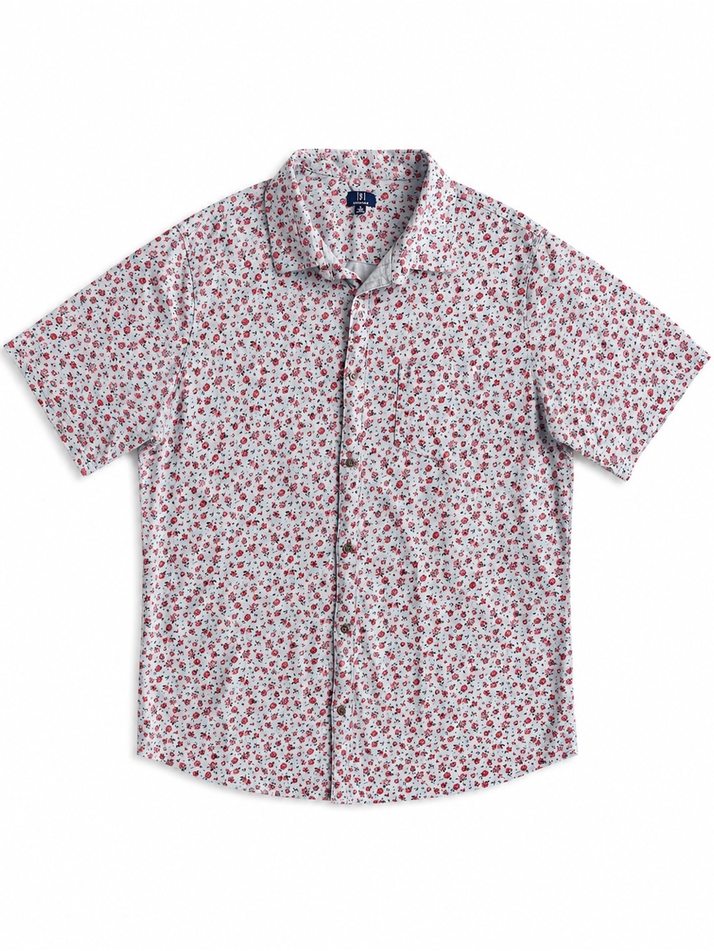 George Men’s 2XL Floral Button Down Shirt Short Sleeve Blue Red Casual